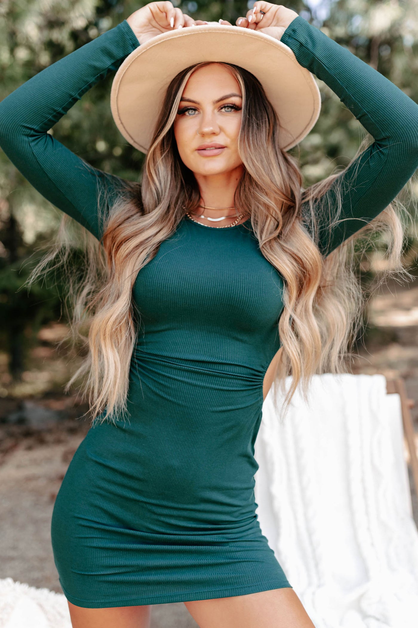 Bring The Attention Padded Sweetheart Bodysuit (Hunter Green