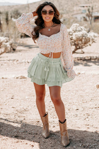 Well Wishes Smocked Floral Crop Top (Ivory Multi) - NanaMacs