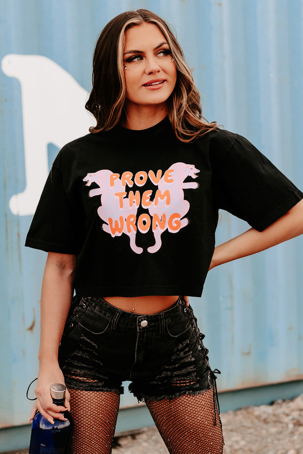 "Prove Them Wrong" Boxy Fit Graphic Crop Tee (Black) - Print On Demand - NanaMacs