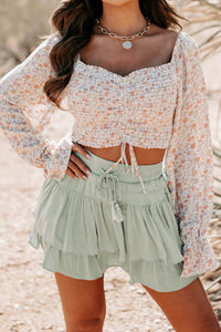 Well Wishes Smocked Floral Crop Top (Ivory Multi) - NanaMacs