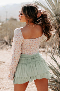 Well Wishes Smocked Floral Crop Top (Ivory Multi) - NanaMacs