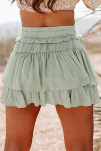 Phenomenal Feelings Tiered Ruffle Mini Skort (Sage) - NanaMacs