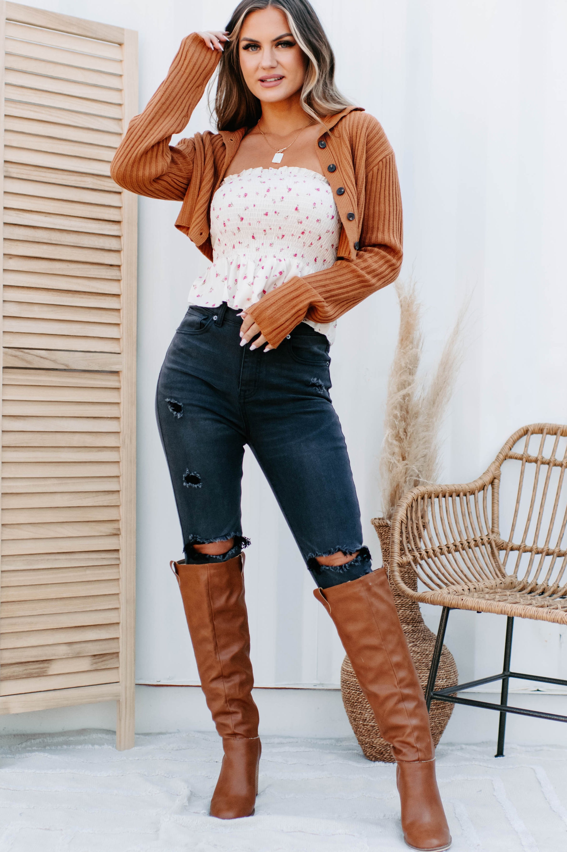 Rust on sale cropped sweater