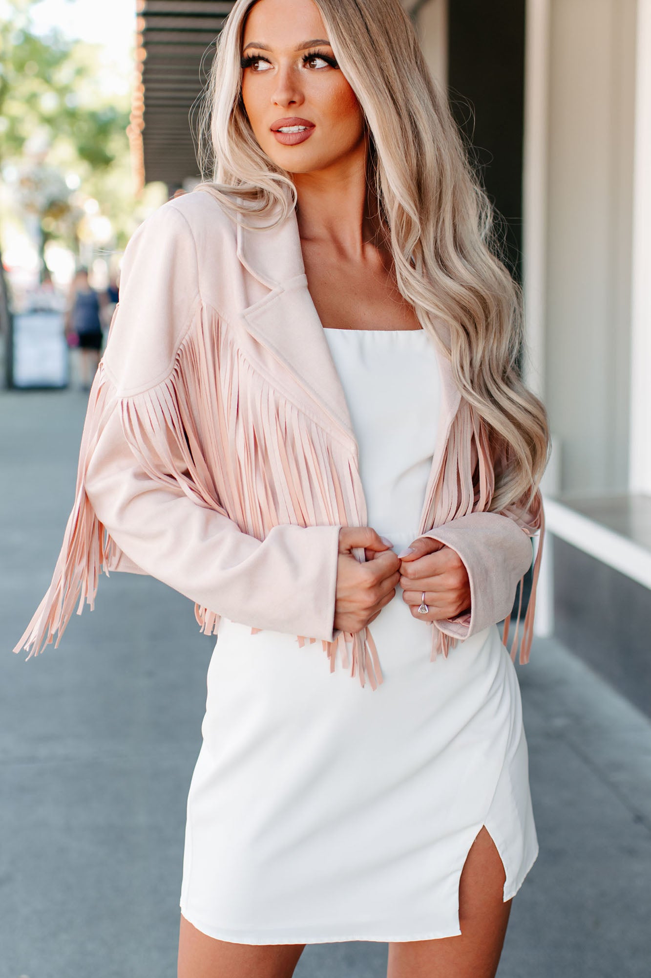 faux fringe jacket