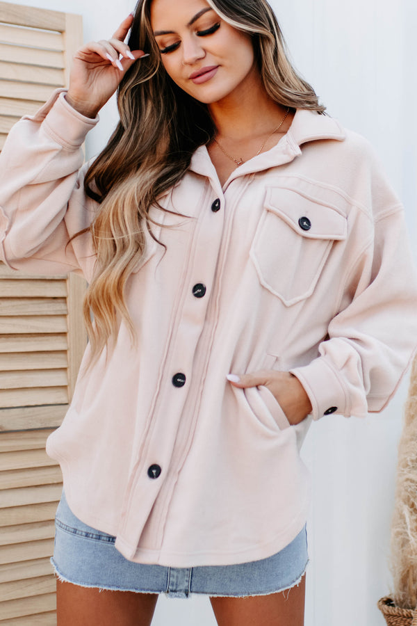 Cozy Campfire Nights Oversized Fleece Shacket (Dusty Blush) - NanaMacs