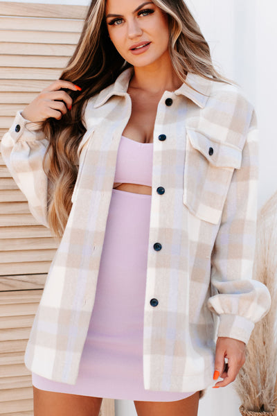 Mountain Vista Plaid Flannel Jacket (Taupe Multi) - NanaMacs