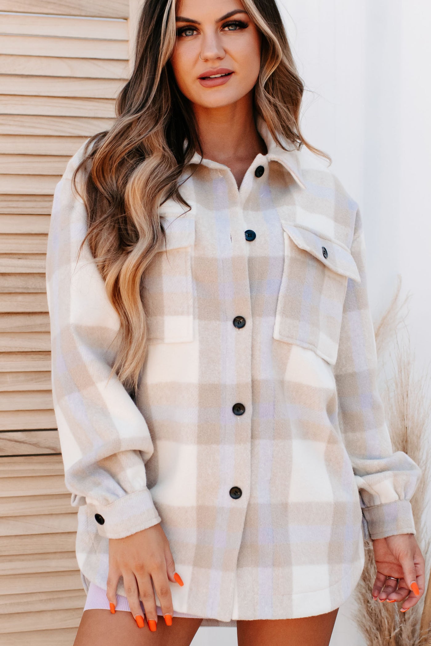 Mountain Vista Plaid Flannel Jacket (Taupe Multi) - NanaMacs