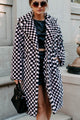Call My Lawyer Checkered Faux Fur Coat (Black & Pink) - NanaMacs