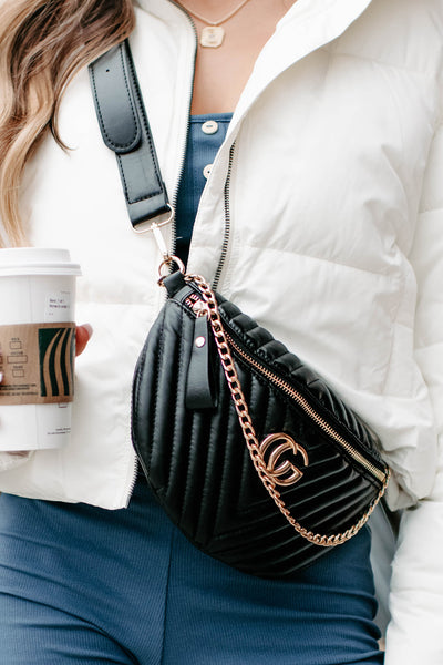 Big City Living Quilted Bum Bag (Black) - NanaMacs