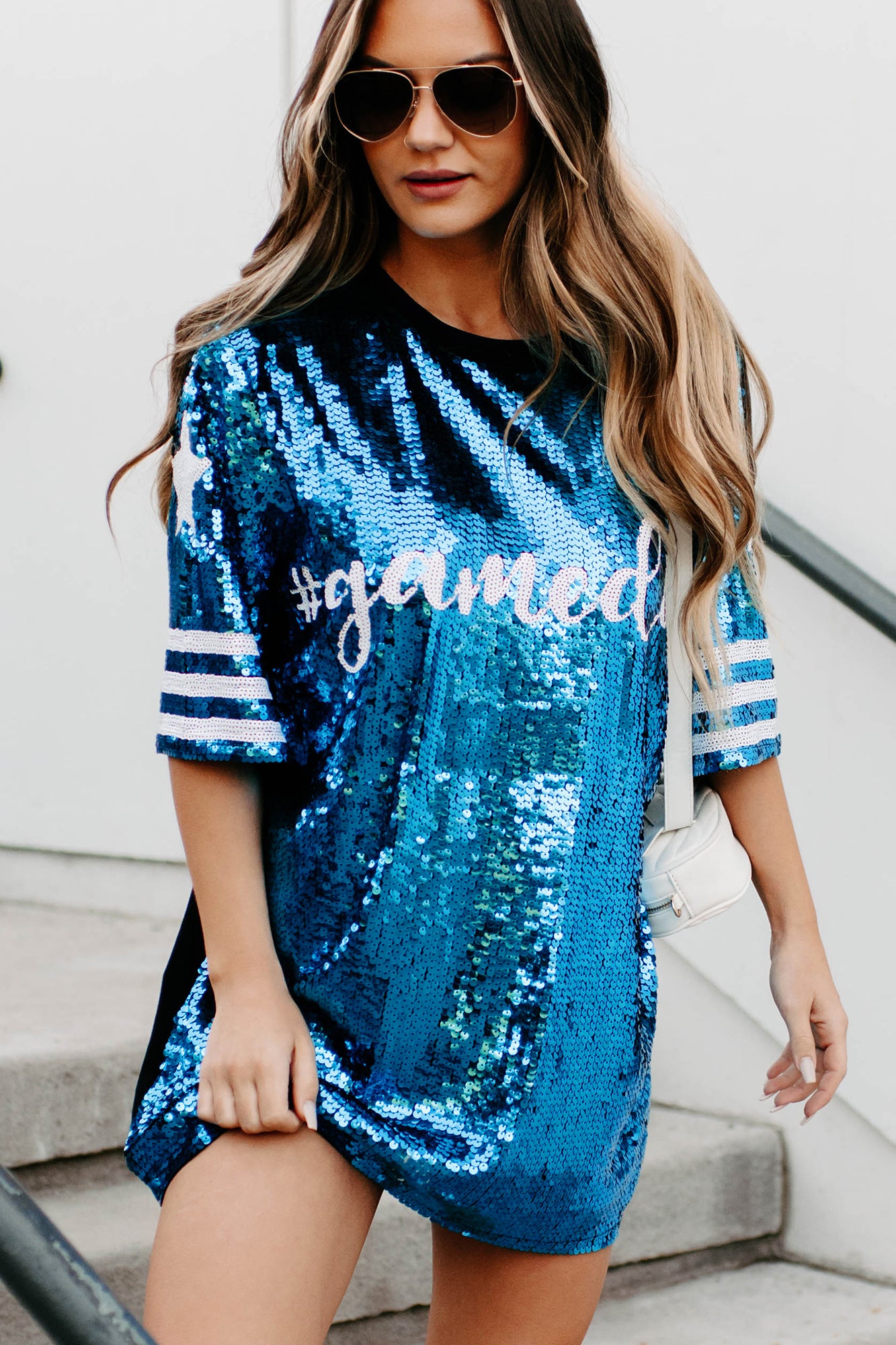 GAMEDAY SEQUIN #87 JERSEY DRESS/TUNIC/TOP