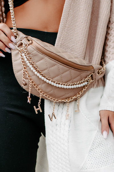 City Secrets Multi-Layered Chain/Charm Crossbody (Nude) - NanaMacs