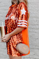 Gameday Glam Sequin T-Shirt Dress (Orange) - NanaMacs