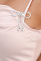 In High Places Rhinestone Bow Ruched Dress (Pink) - NanaMacs