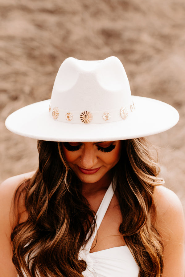 At A Crossroads Coin Disc Wide Brim Hat (Ivory) - NanaMacs