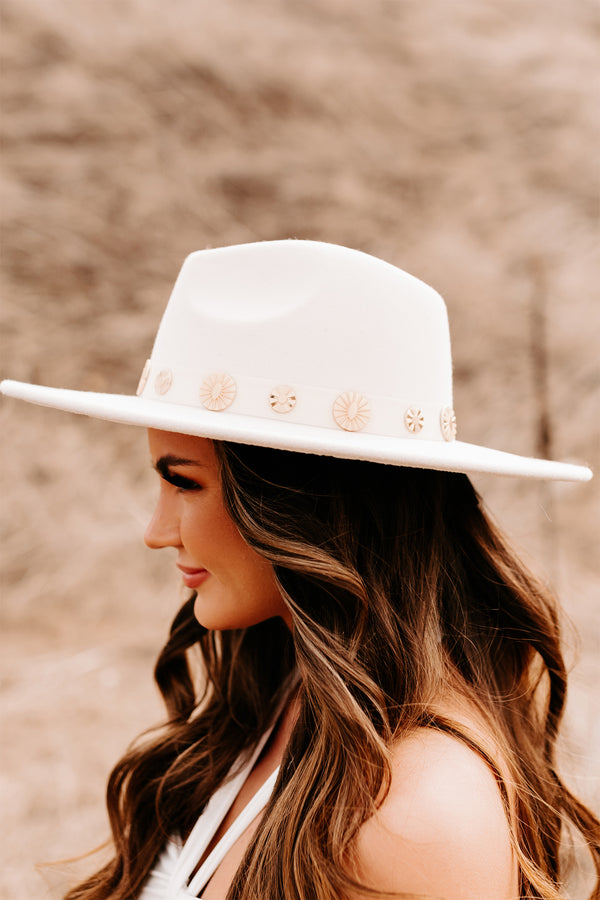 At A Crossroads Coin Disc Wide Brim Hat (Ivory) - NanaMacs