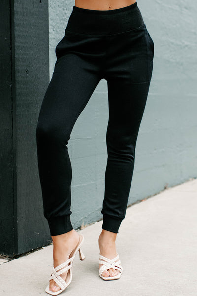 My Guilty Pleasure Knit Joggers (Black) - NanaMacs