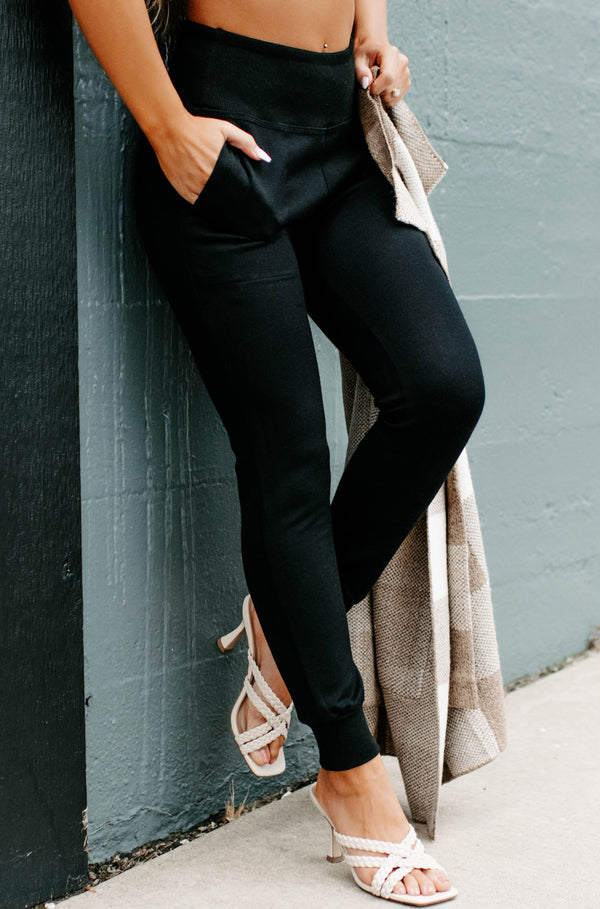 My Guilty Pleasure Knit Joggers (Black) - NanaMacs