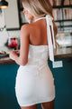 Out 'Til Morning Halter Mini Dress (White) - NanaMacs
