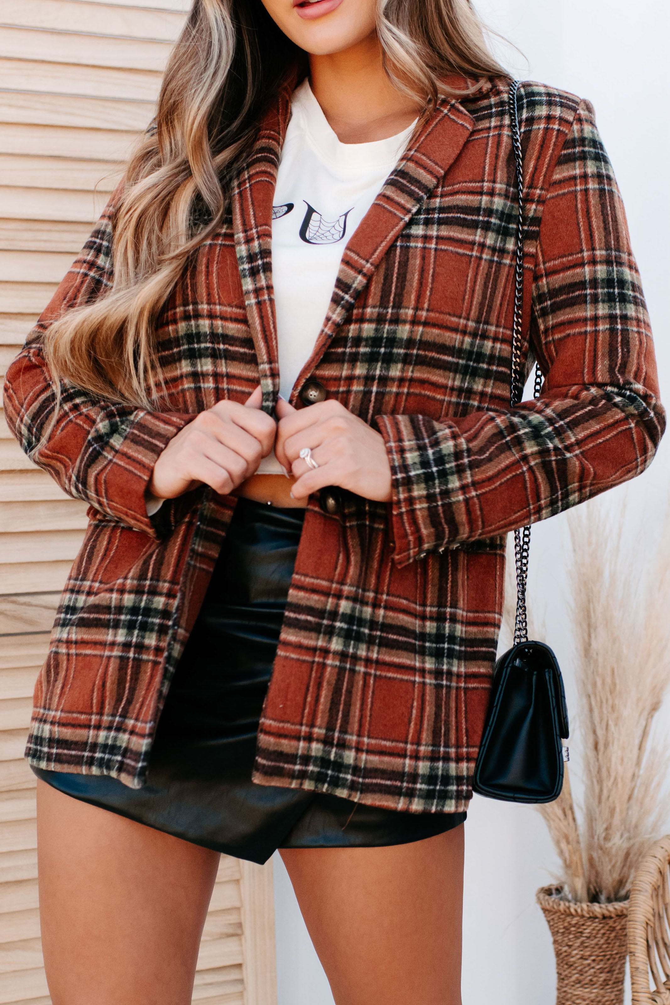 Calling The Shots Plaid Blazer (Brown) - NanaMacs