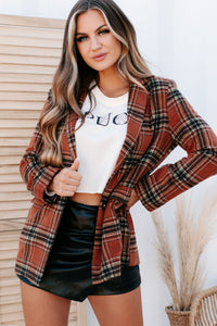 Calling The Shots Plaid Blazer (Brown) - NanaMacs