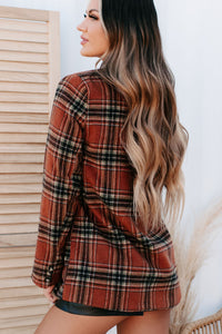 Calling The Shots Plaid Blazer (Brown) - NanaMacs