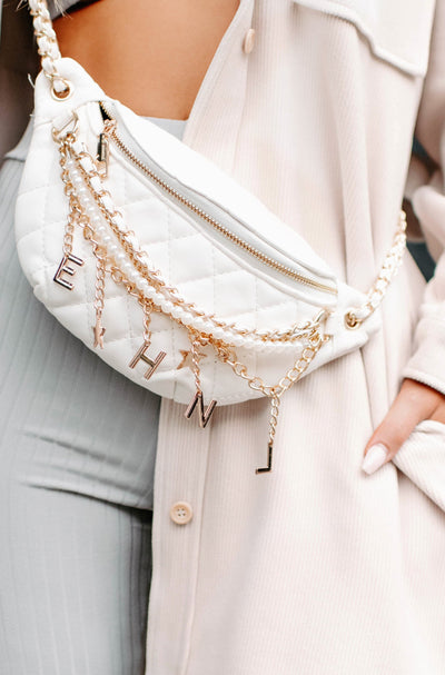 City Secrets Multi-Layered Chain/Charm Crossbody (White) - NanaMacs