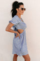 Get Growing Smocked Floral Tie-Back Mini Dress (Blue) - NanaMacs
