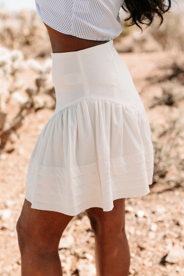 Graceful Endeavors Pleated Mini Skirt (White) - NanaMacs