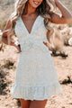 Clever & Kind Ruffled Floral Mini Dress (White/Blue) - NanaMacs