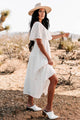 Sweet Girl Ruffle Sleeve Tiered V-Neck Maxi Dress (Off White) - NanaMacs