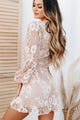 Be An Example Lace Long Sleeve Mini Dress (Taupe) - NanaMacs