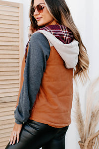 Put On Hold Hooded Vest (Orange Multi) - NanaMacs