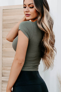 Ever Since You Ribbed Crop Tee (Army Green) - NanaMacs