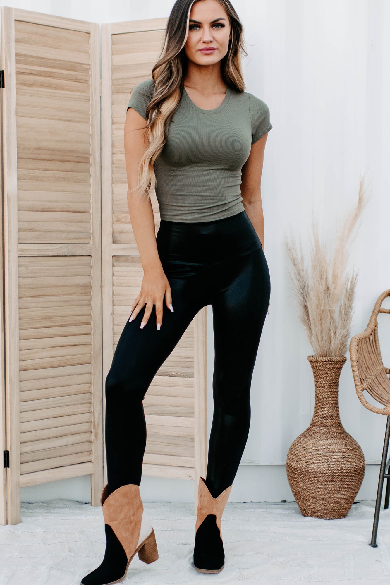 Ever Since You Ribbed Crop Tee (Army Green) - NanaMacs