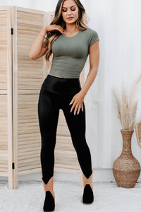 Ever Since You Ribbed Crop Tee (Army Green) - NanaMacs