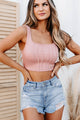 Can't Pin Me Down Corset Detail Crop Top (Salmon) - NanaMacs