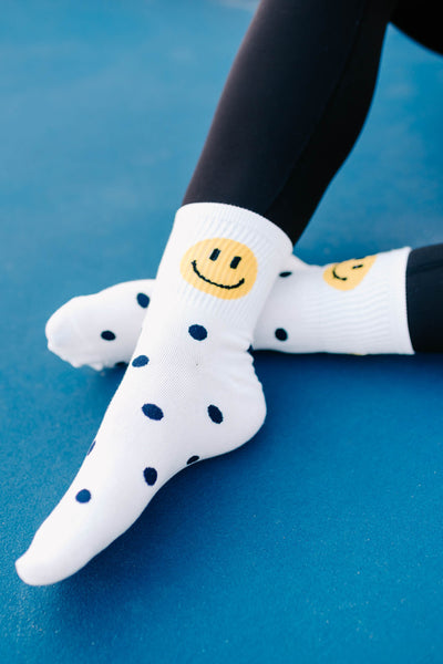 Dearly Dotted Dotted Crew Socks (White/Yellow) - NanaMacs