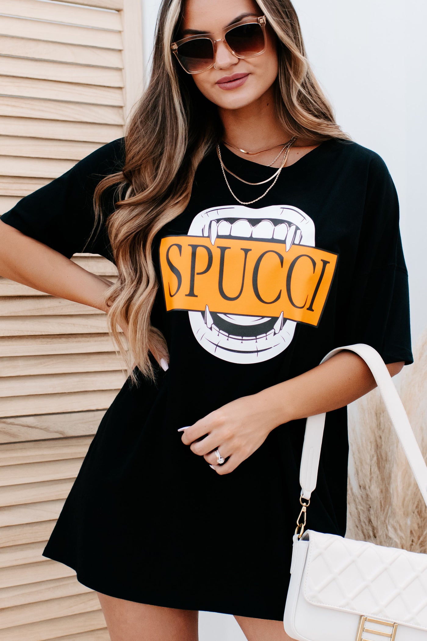 Spucci Vampire Oversized Graphic T-Shirt Dress (Black) - Print On Demand - NanaMacs