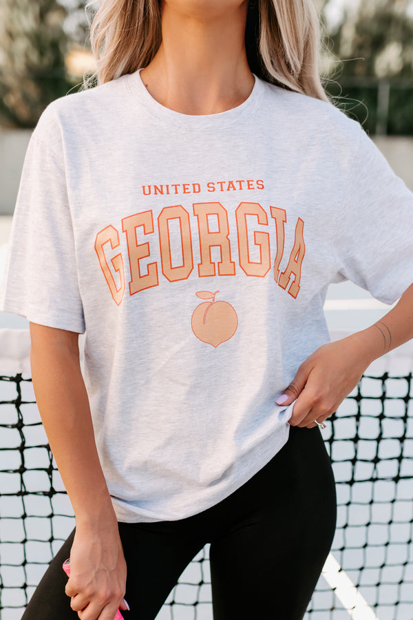 Georgia Peach Graphic T-Shirt (Ash Grey) - Print On Demand - NanaMacs