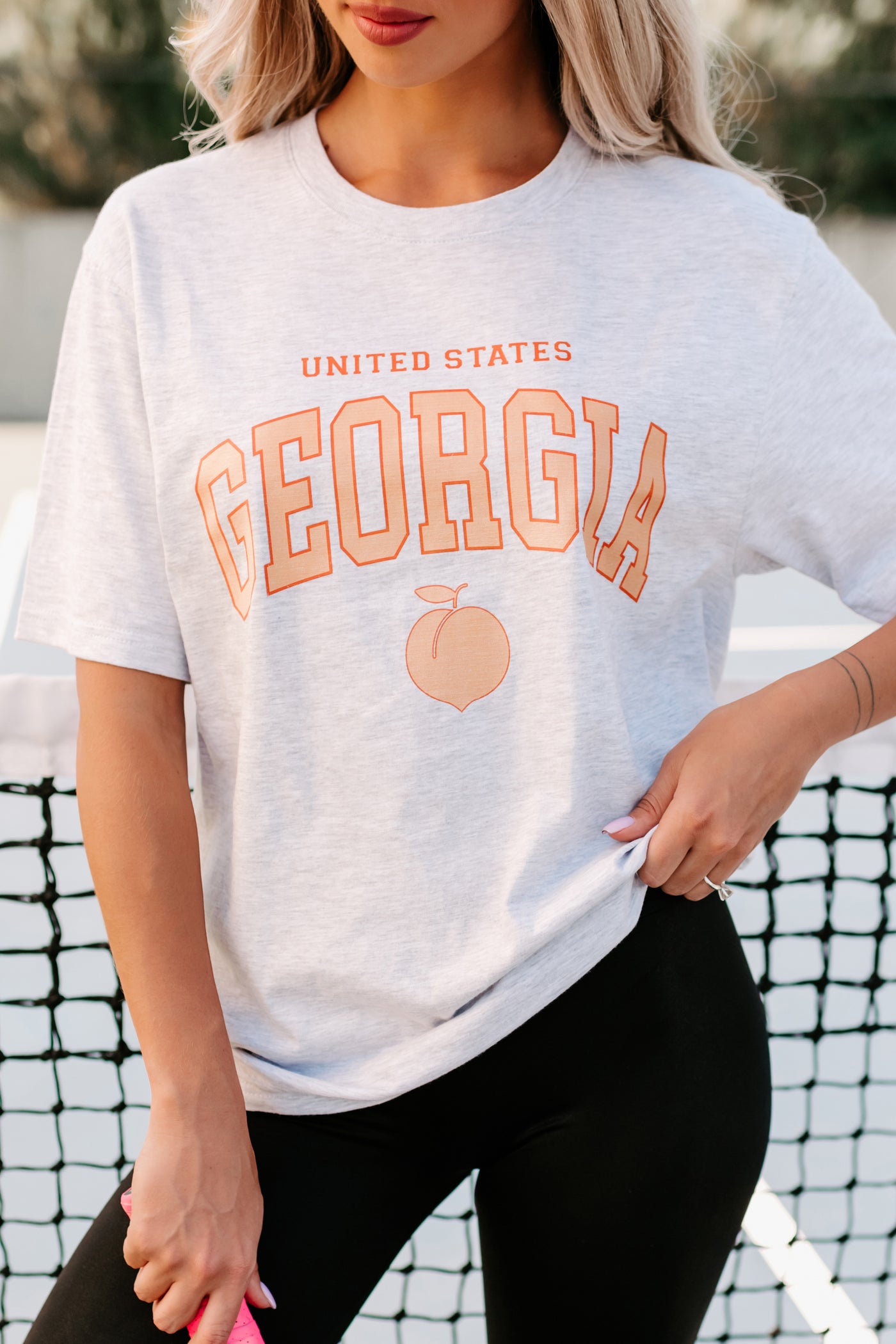 Georgia Peach Graphic T-Shirt (Ash Grey) - Print On Demand - NanaMacs