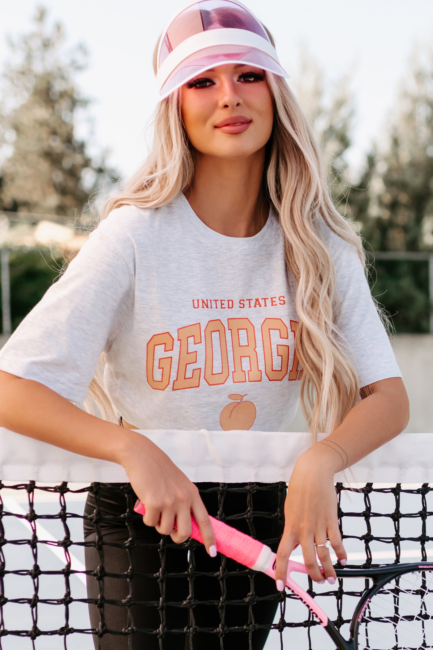 Georgia Peach Graphic T-Shirt (Ash Grey) - Print On Demand - NanaMacs