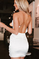 Make It Official Satin Chain Strap Mini Dress (White) - NanaMacs