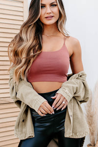 Beat The Heat Knit Cami Crop Top (Terracotta) - NanaMacs