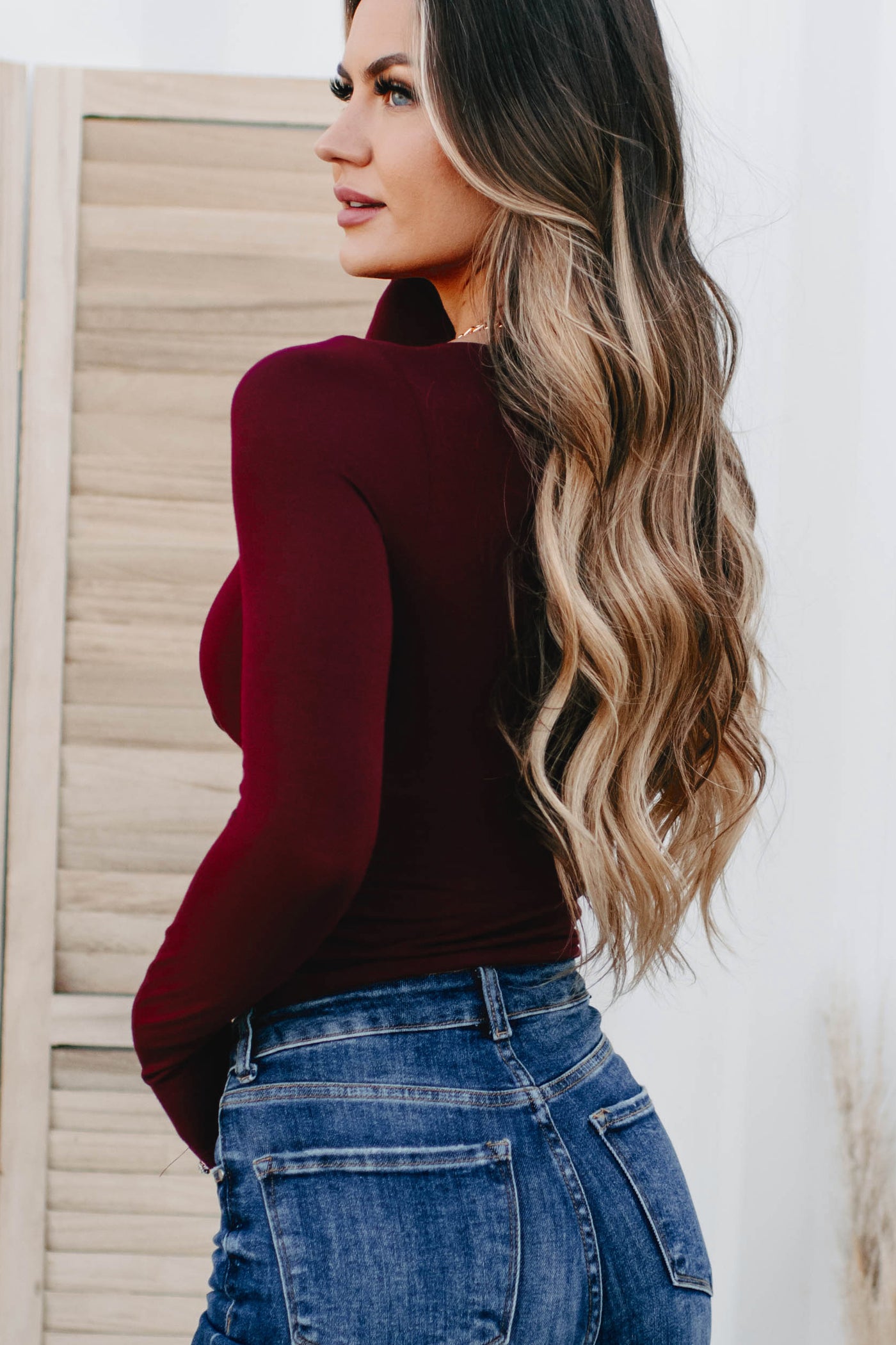 Say What You Mean Long Sleeve Top (Burgundy) - NanaMacs