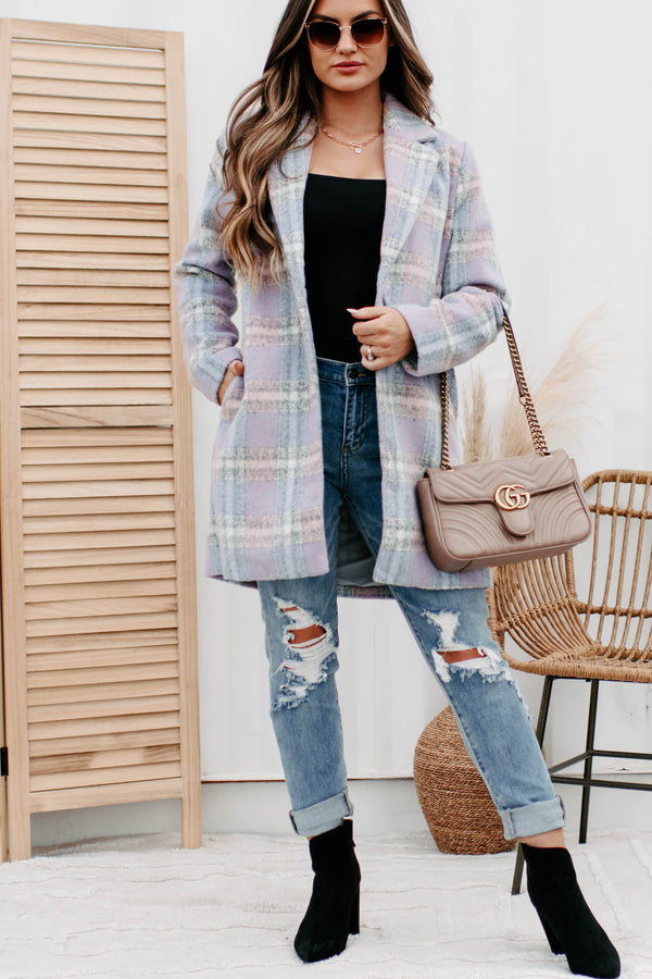 Cutest Quality Plaid Jacket (Blue/Pink/White) - NanaMacs