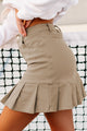 Quilla Pleated Mini Skirt (Khaki) - NanaMacs