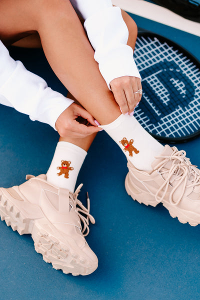 "Be A Good Friend" Crew Socks (White) - NanaMacs