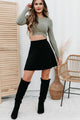 Top Tier Sweater Knit Skater Skirt (Black) - NanaMacs