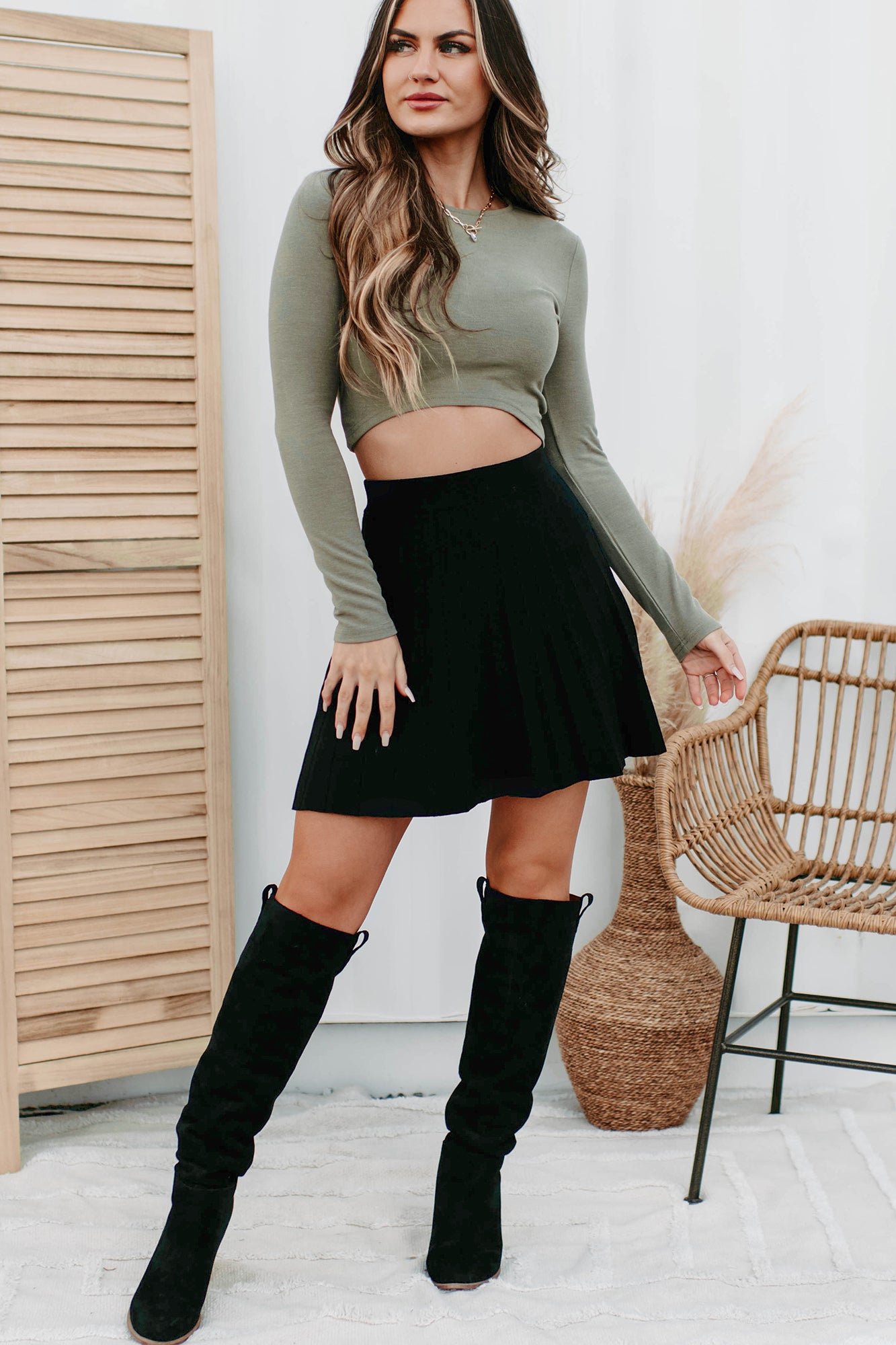 Black knit 2025 skater skirt