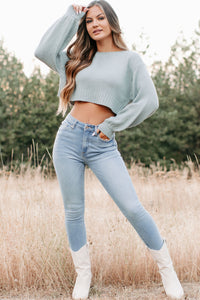 Endearing Habits Cropped Sweater (Pale Teal) - NanaMacs